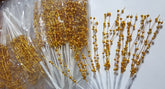 Gold Bead, 3mm. Spray, 3" of beads on a 5" wire. Pack of 144 stems.